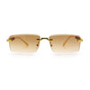 Luxury Beveled Lens Rich Art Retro Rimless Gangster Narrow Rectangle Sunglasses