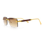Luxury Beveled Lens Rich Art Retro Rimless Gangster Narrow Rectangle Sunglasses