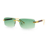 Luxury Beveled Lens Rich Art Retro Rimless Gangster Narrow Rectangle Sunglasses