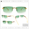 Luxury Beveled Lens Rich Art Retro Rimless Gangster Narrow Rectangle Sunglasses