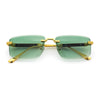 Luxury Beveled Lens Rich Art Retro Rimless Gangster Narrow Rectangle Sunglasses