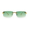 Luxury Beveled Lens Rich Art Retro Rimless Gangster Narrow Rectangle Sunglasses