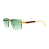 Luxury Beveled Lens Rich Art Retro Rimless Gangster Narrow Rectangle Sunglasses