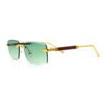 Luxury Beveled Lens Rich Art Retro Rimless Gangster Narrow Rectangle Sunglasses