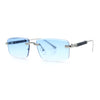 Luxury Beveled Lens Rich Art Retro Rimless Gangster Narrow Rectangle Sunglasses
