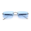 Luxury Beveled Lens Rich Art Retro Rimless Gangster Narrow Rectangle Sunglasses