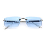 Luxury Beveled Lens Rich Art Retro Rimless Gangster Narrow Rectangle Sunglasses