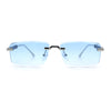 Luxury Beveled Lens Rich Art Retro Rimless Gangster Narrow Rectangle Sunglasses
