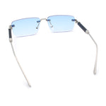 Luxury Beveled Lens Rich Art Retro Rimless Gangster Narrow Rectangle Sunglasses