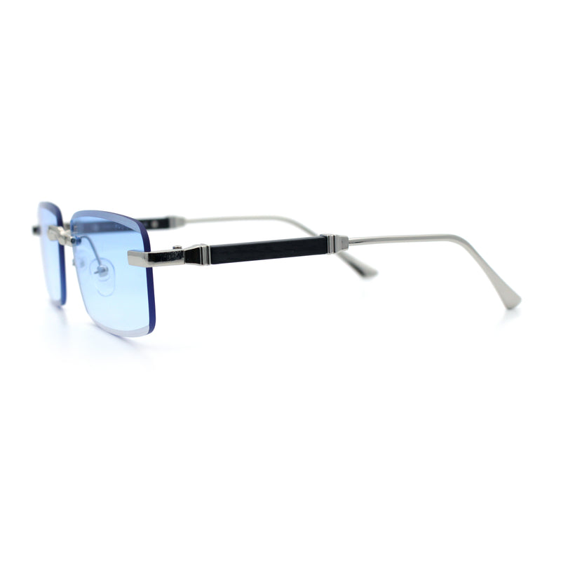 Luxury Beveled Lens Rich Art Retro Rimless Gangster Narrow Rectangle Sunglasses