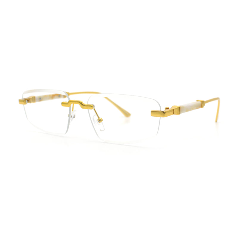 Rimless Hustler Retro Gangster Rapper Rectangle Luxury Fashion Eyeglasses
