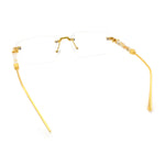 Rimless Hustler Retro Gangster Rapper Rectangle Luxury Fashion Eyeglasses