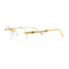 Rimless Hustler Retro Gangster Rapper Rectangle Luxury Fashion Eyeglasses