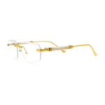 Rimless Hustler Retro Gangster Rapper Rectangle Luxury Fashion Eyeglasses