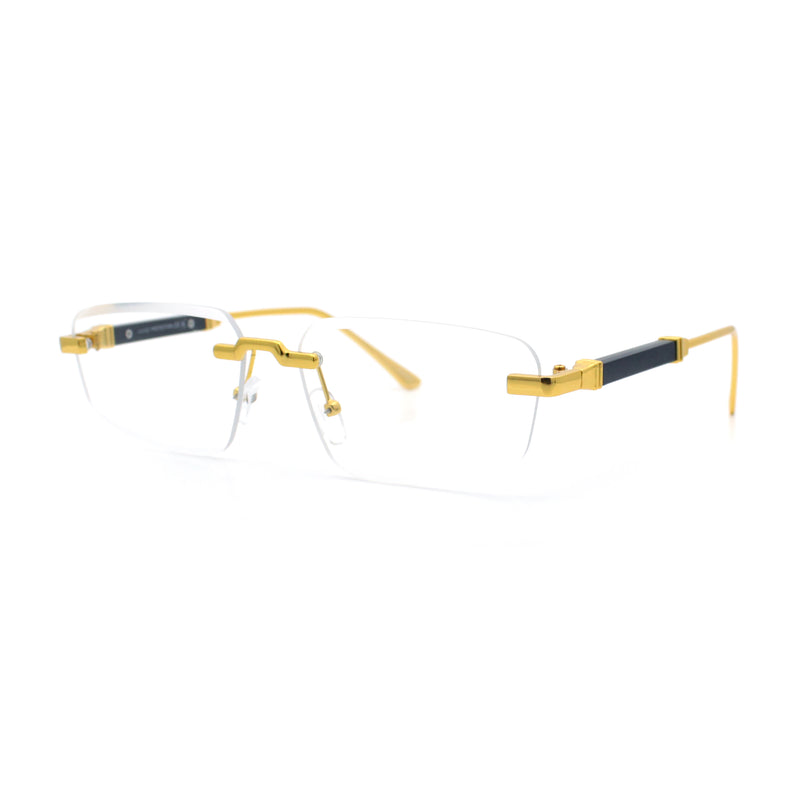 Rimless Hustler Retro Gangster Rapper Rectangle Luxury Fashion Eyeglasses