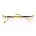 Rimless Hustler Retro Gangster Rapper Rectangle Luxury Fashion Eyeglasses