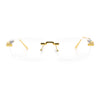 Rimless Hustler Retro Gangster Rapper Rectangle Luxury Fashion Eyeglasses