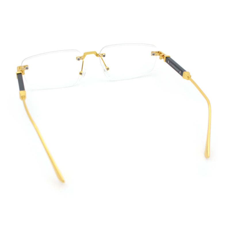 Rimless Hustler Retro Gangster Rapper Rectangle Luxury Fashion Eyeglasses