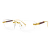 Rimless Hustler Retro Gangster Rapper Rectangle Luxury Fashion Eyeglasses