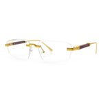 Rimless Hustler Retro Gangster Rapper Rectangle Luxury Fashion Eyeglasses