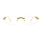 Rimless Hustler Retro Gangster Rapper Rectangle Luxury Fashion Eyeglasses