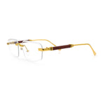 Rimless Hustler Retro Gangster Rapper Rectangle Luxury Fashion Eyeglasses