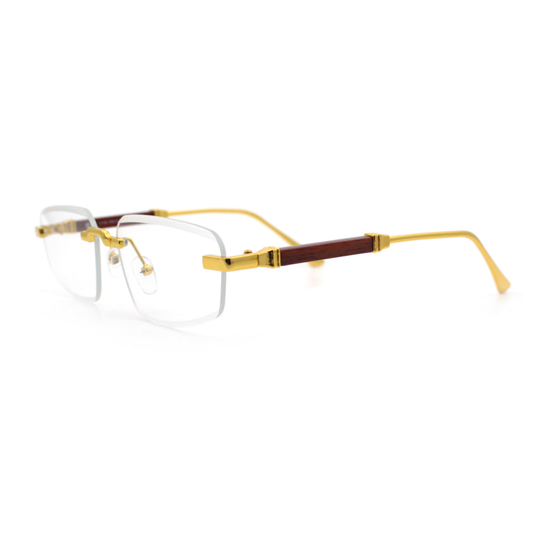 Rimless Hustler Retro Gangster Rapper Rectangle Luxury Fashion Eyeglasses
