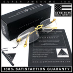 Rimless Hustler Retro Gangster Rapper Rectangle Luxury Fashion Eyeglasses
