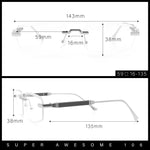 Rimless Hustler Retro Gangster Rapper Rectangle Luxury Fashion Eyeglasses