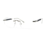 Rimless Hustler Retro Gangster Rapper Rectangle Luxury Fashion Eyeglasses