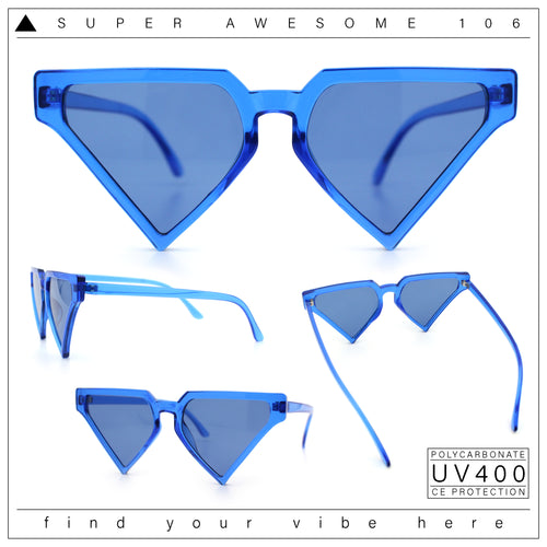 Retro Fun Flat Top High Temple Triangle Thin Plastic Horn Rim Sunglasses