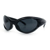 Womens Trendy 90s Oval Wrap Around Sport Plastic Fashion Sunglasses