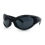 Womens Trendy 90s Oval Wrap Around Sport Plastic Fashion Sunglasses