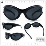 Womens Trendy 90s Oval Wrap Around Sport Plastic Fashion Sunglasses