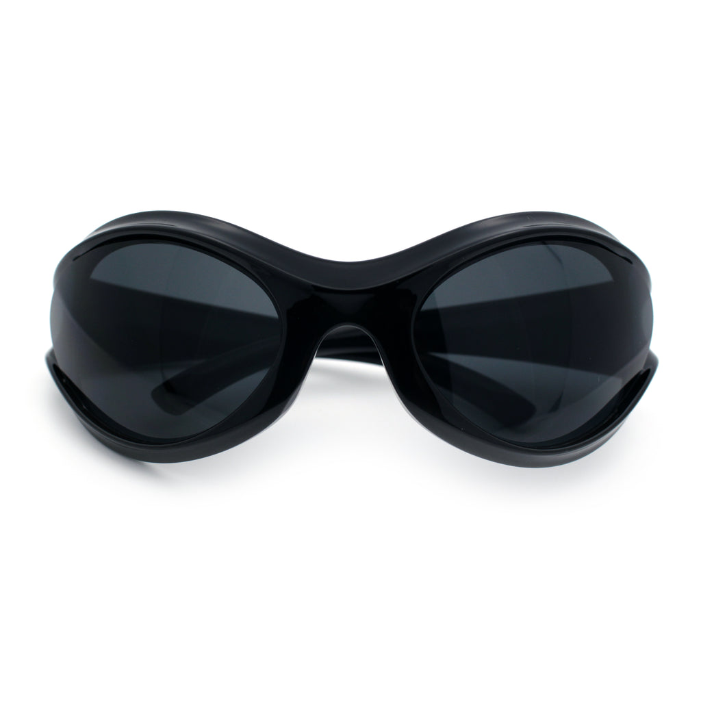 Womens Trendy 90s Oval Wrap Around Sport Plastic Fashion Sunglasses