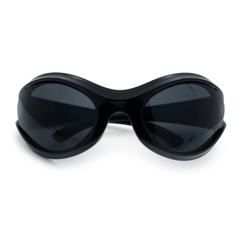 Womens Trendy 90s Oval Wrap Around Sport Plastic Fashion Sunglasses
