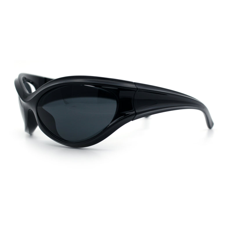 Womens Trendy 90s Oval Wrap Around Sport Plastic Fashion Sunglasses