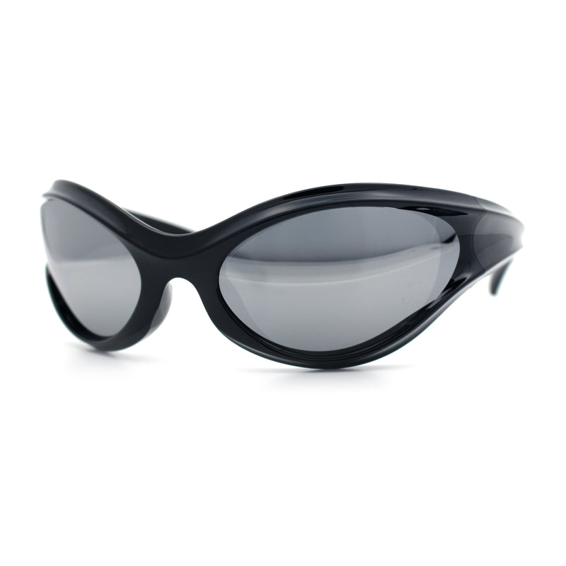 Womens Trendy 90s Oval Wrap Around Sport Plastic Fashion Sunglasses