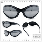 Womens Trendy 90s Oval Wrap Around Sport Plastic Fashion Sunglasses
