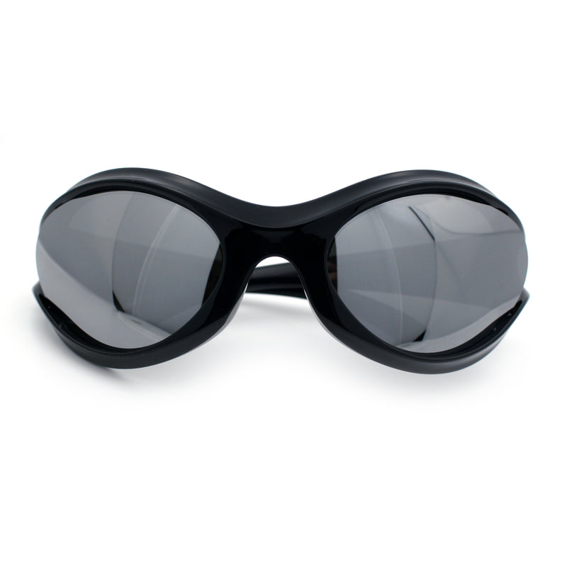 Womens Trendy 90s Oval Wrap Around Sport Plastic Fashion Sunglasses