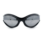 Womens Trendy 90s Oval Wrap Around Sport Plastic Fashion Sunglasses