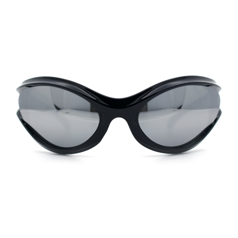 Womens Trendy 90s Oval Wrap Around Sport Plastic Fashion Sunglasses