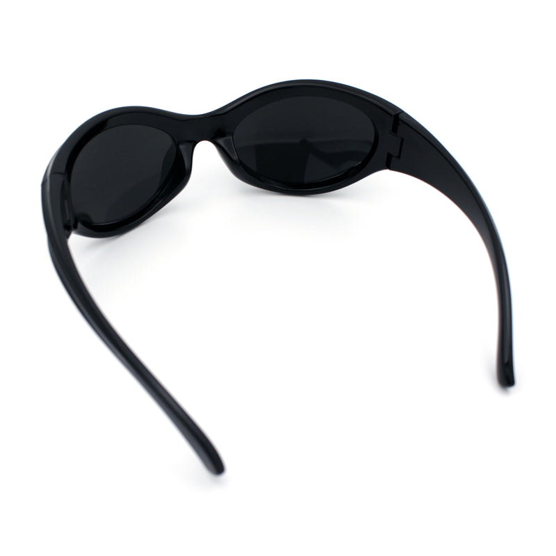 Womens Trendy 90s Oval Wrap Around Sport Plastic Fashion Sunglasses