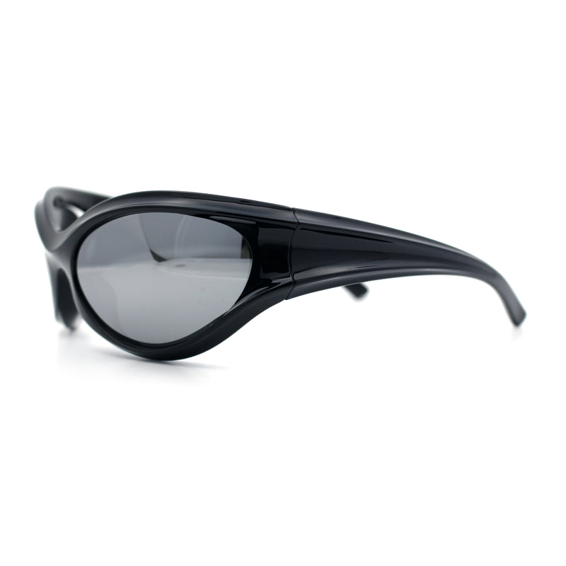 Womens Trendy 90s Oval Wrap Around Sport Plastic Fashion Sunglasses