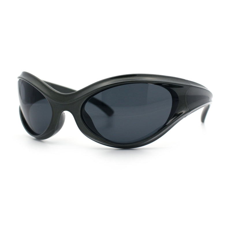 Womens Trendy 90s Oval Wrap Around Sport Plastic Fashion Sunglasses