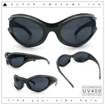 Womens Trendy 90s Oval Wrap Around Sport Plastic Fashion Sunglasses