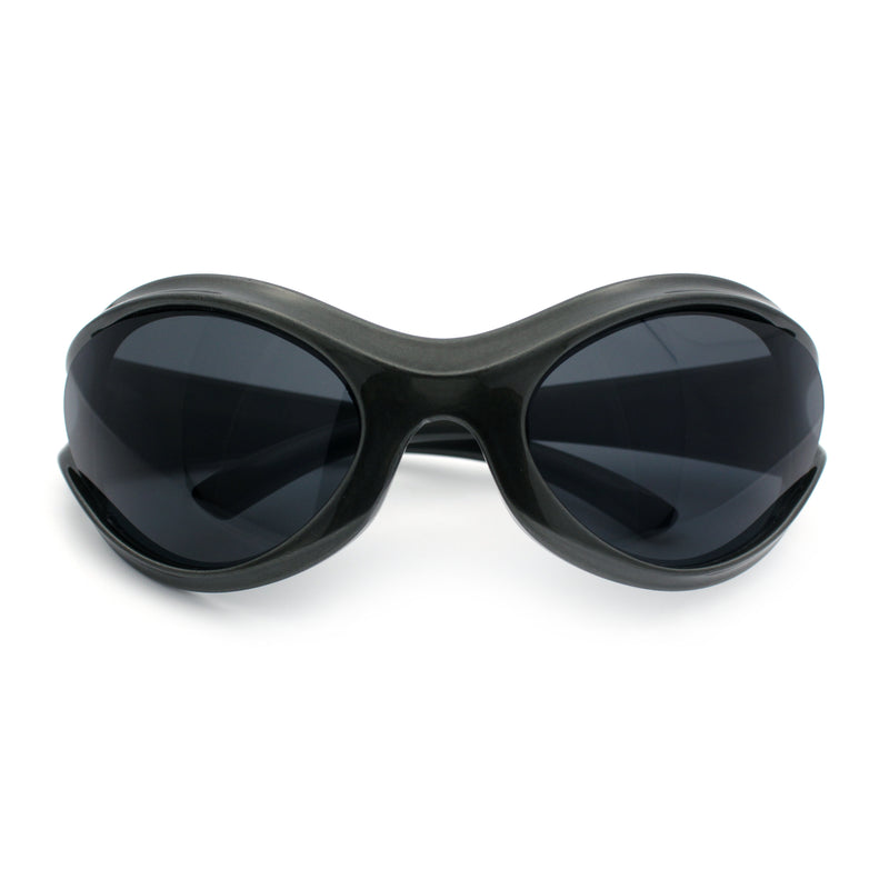 Womens Trendy 90s Oval Wrap Around Sport Plastic Fashion Sunglasses