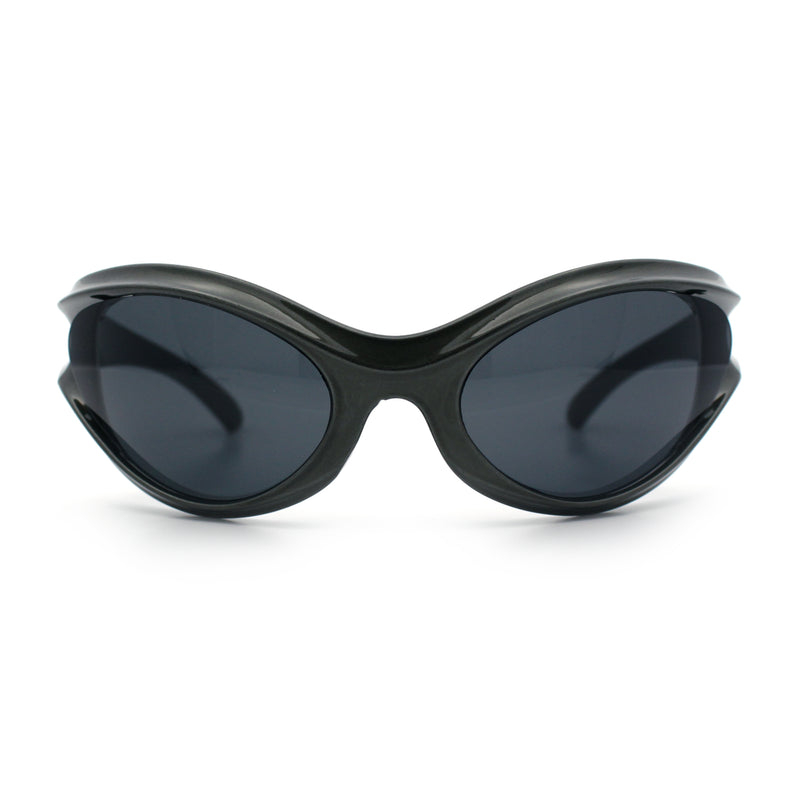 Womens Trendy 90s Oval Wrap Around Sport Plastic Fashion Sunglasses