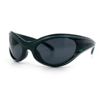 Womens Trendy 90s Oval Wrap Around Sport Plastic Fashion Sunglasses