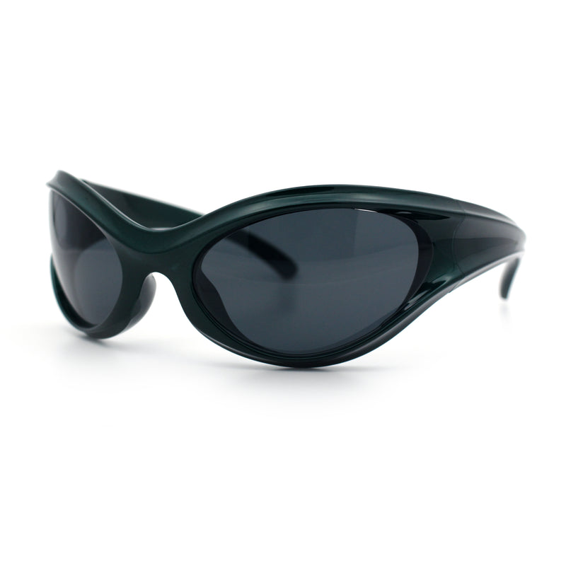 Womens Trendy 90s Oval Wrap Around Sport Plastic Fashion Sunglasses